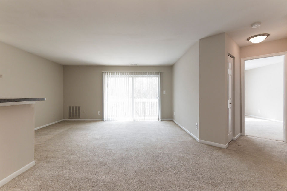 Spacious living room with modern decor in Avana Oak Mill Apartments