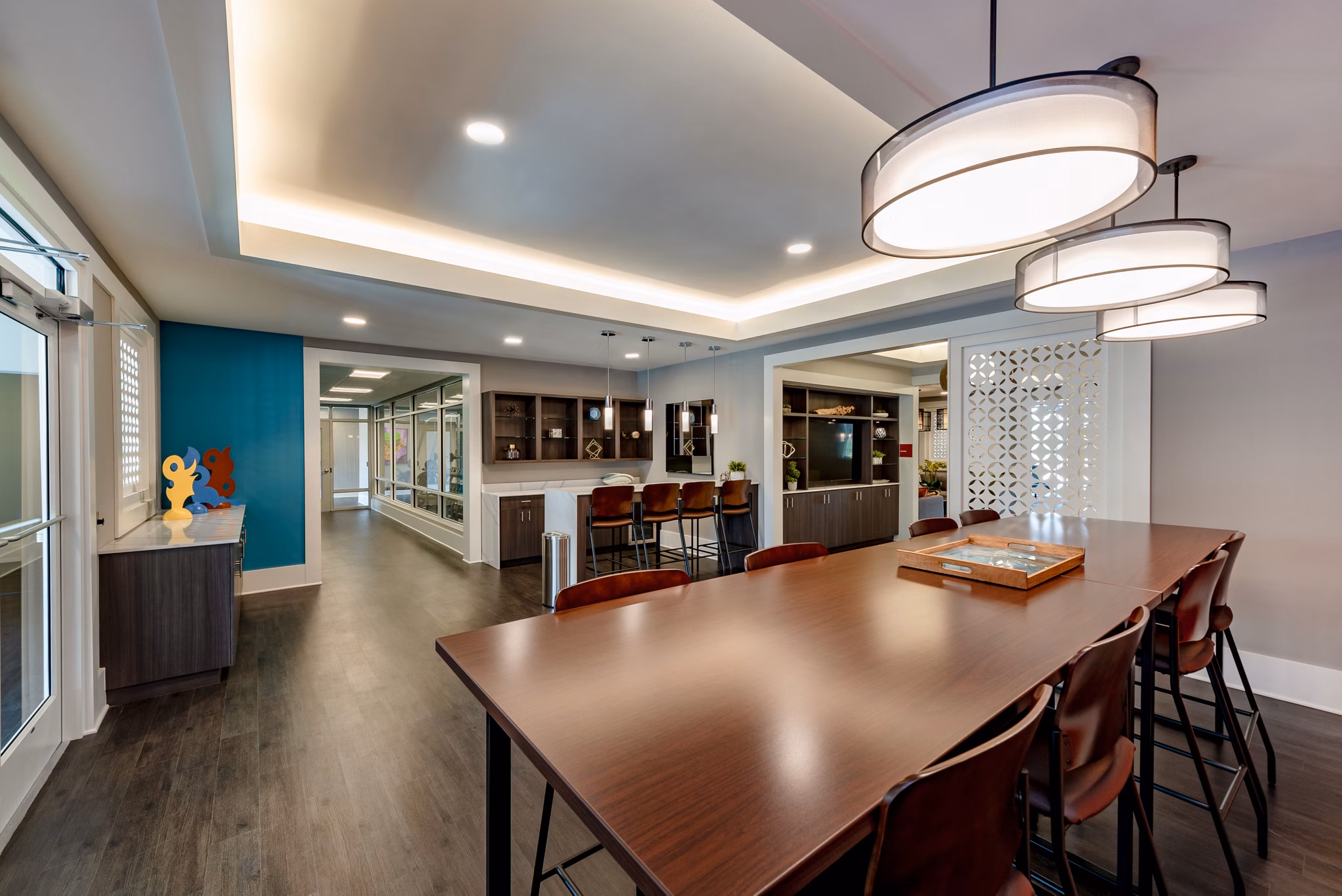Elegant kitchen with stainless steel appliances in GS Addison Row luxury apartments