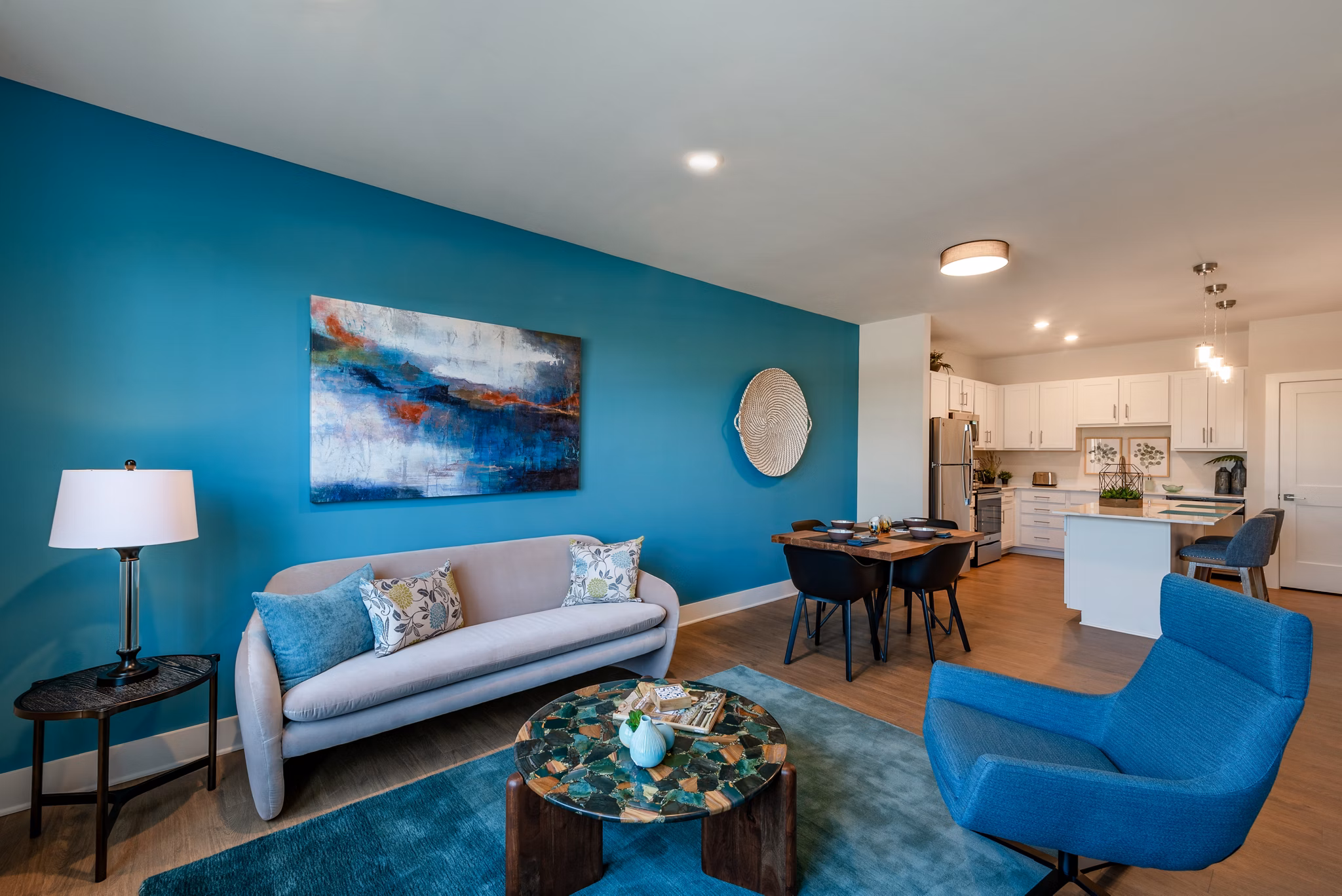 Fitness center with modern equipment at Addison Row luxury apartments