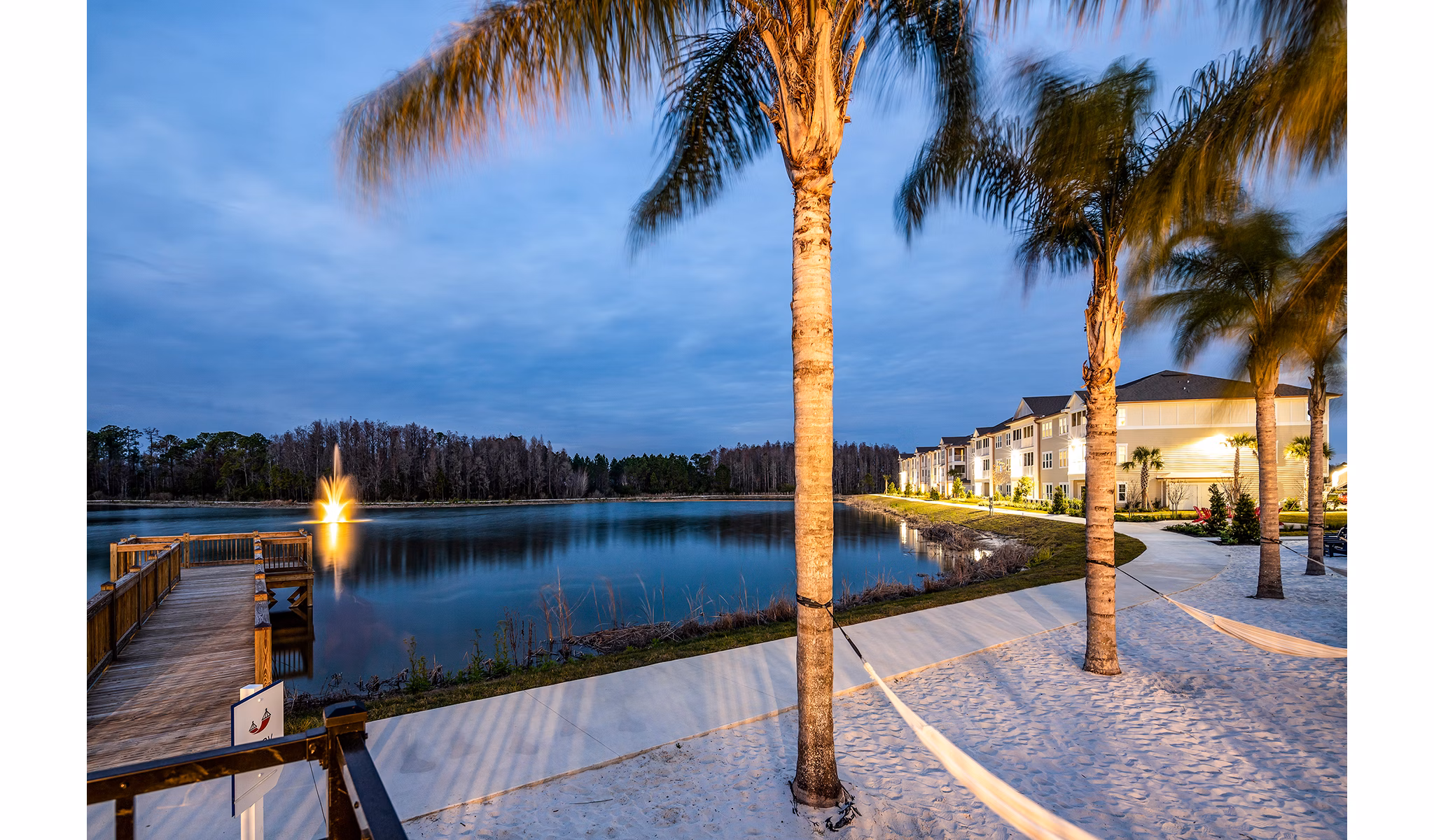 Scenic waterfront view from Pier 8 at The Preserve Apartments, offering serene living by the water