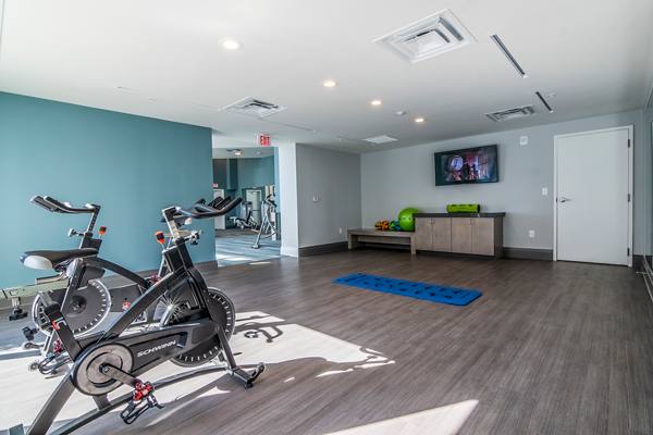 yoga/spin studio at 10 WestEdge Apartments