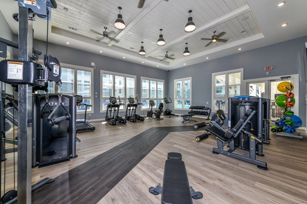 fitness center at Highland Exchange Apartments
