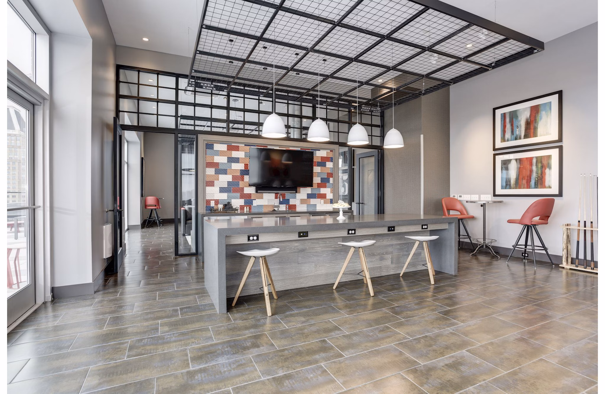 clubhouse/lobby area at 225 N Calvert Apartments