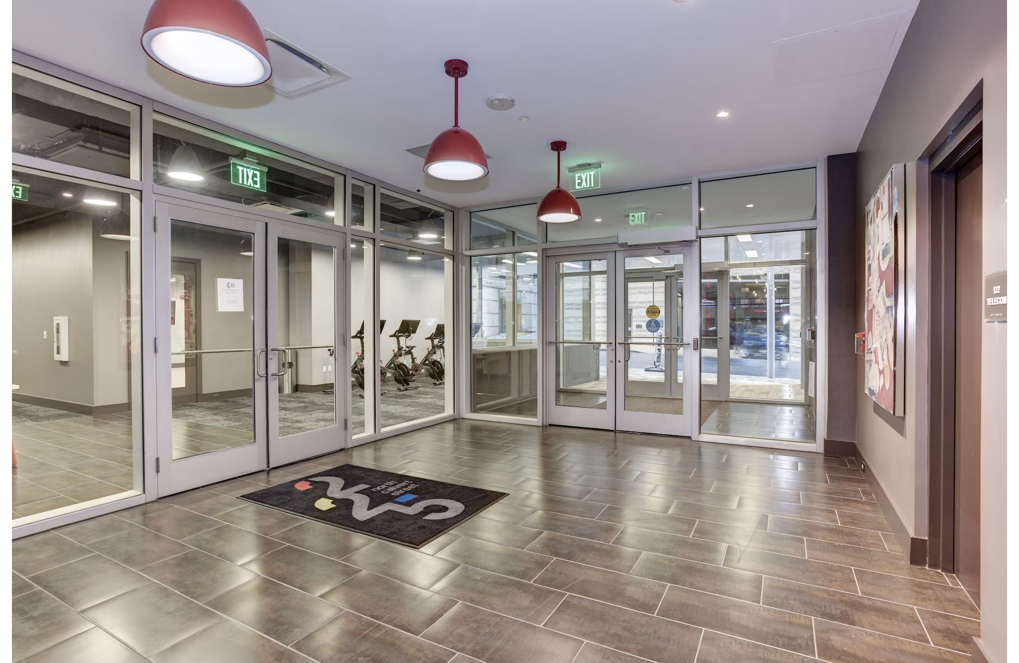 Modern fitness center with state-of-the-art equipment at 225 N Calvert Apartments