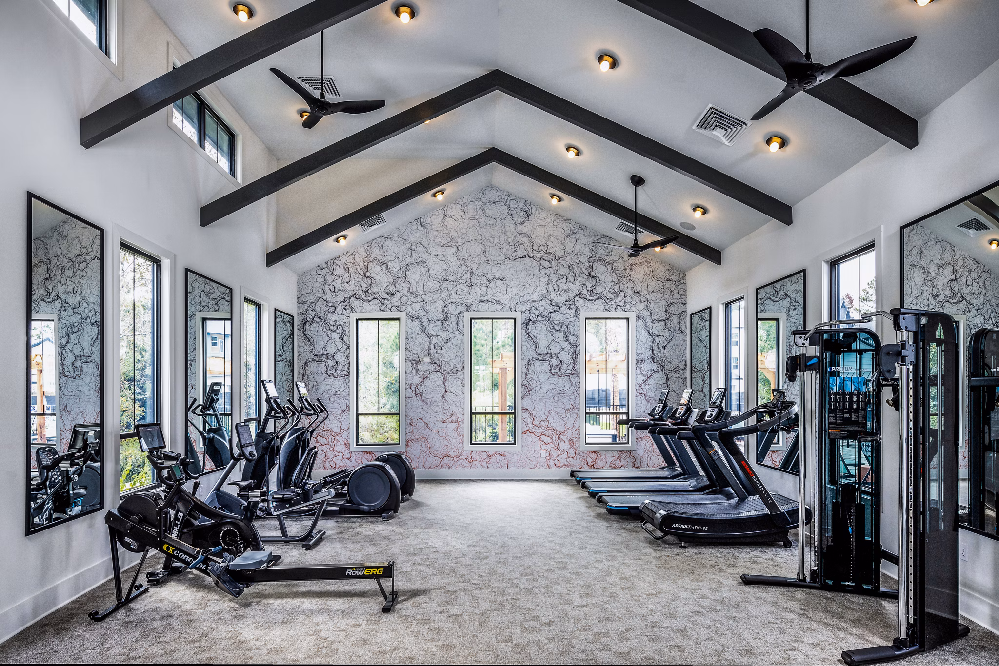State-of-the-art fitness center with modern equipment at Broadstone Ingleside Apartments