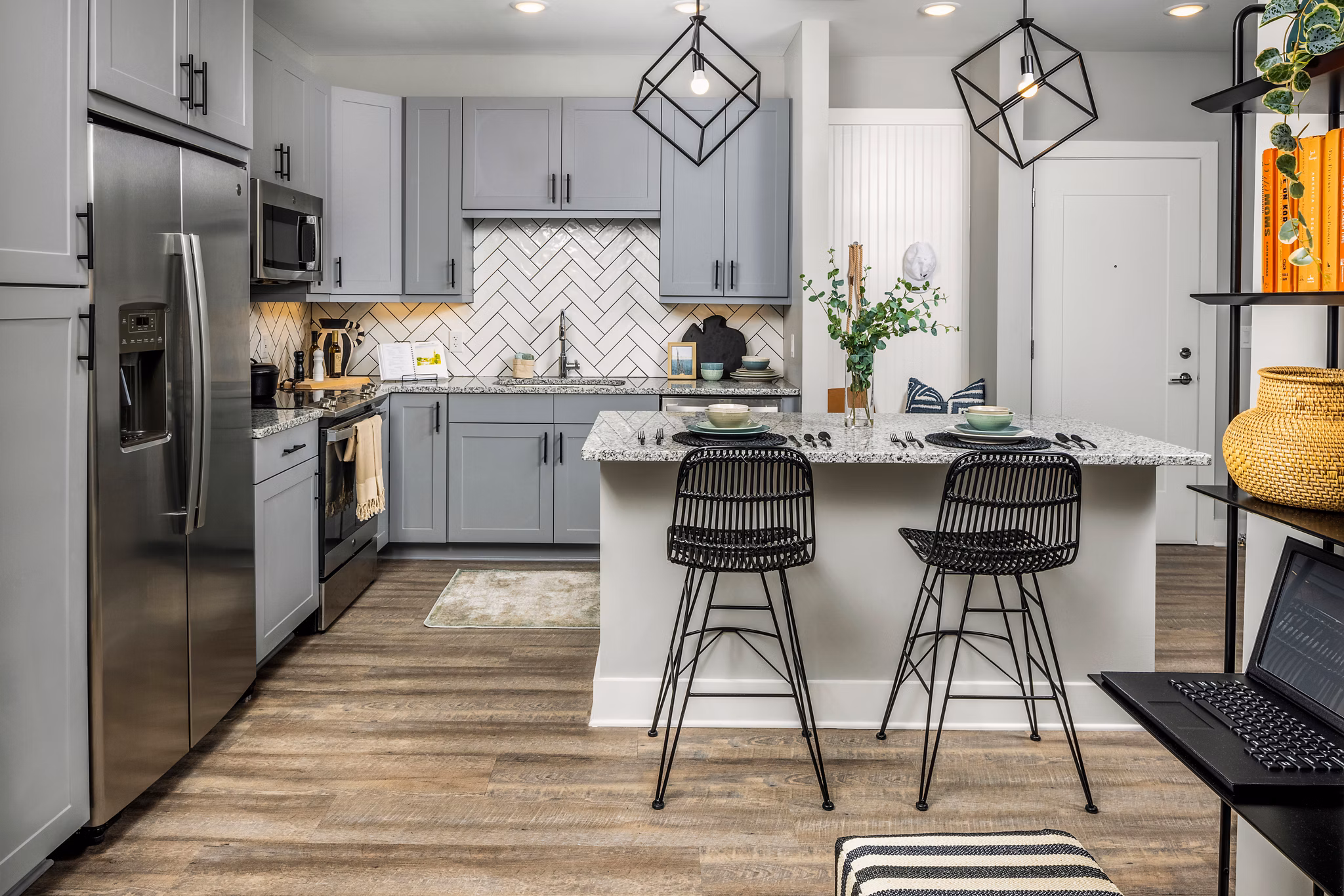 Modern kitchen with stainless steel appliances at Broadstone Ingleside Apartments, offering luxury living spaces in a prime location