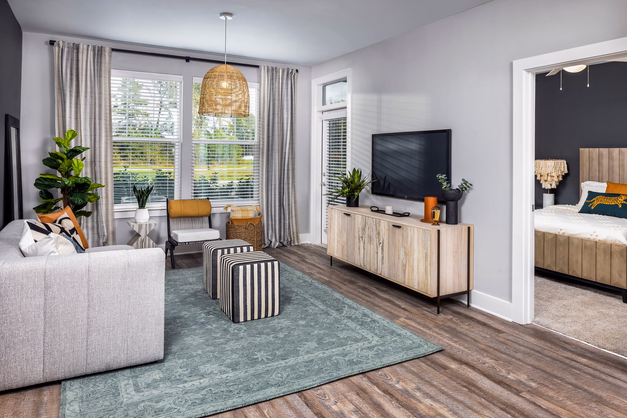 Spacious living room with modern decor at Broadstone Ingleside Apartments