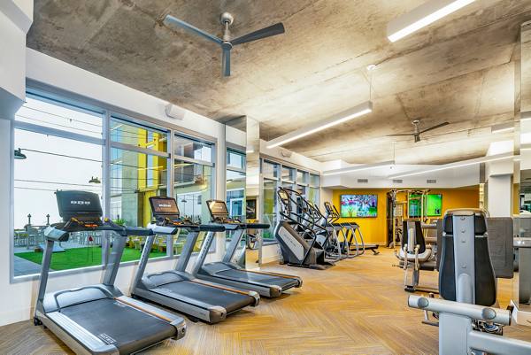 fitness center at The Stewart Apartments