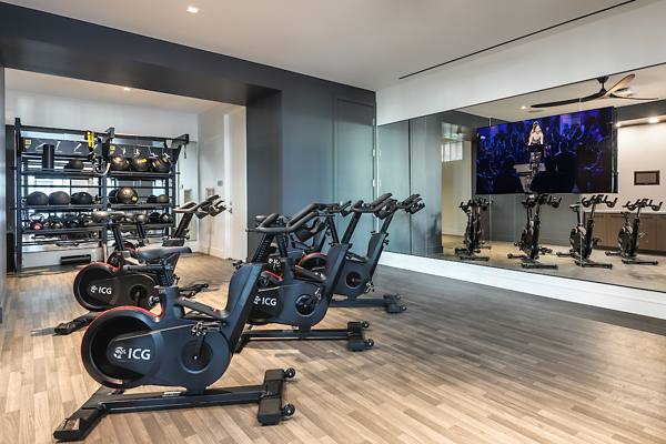 fitness center at Adeline Apartments