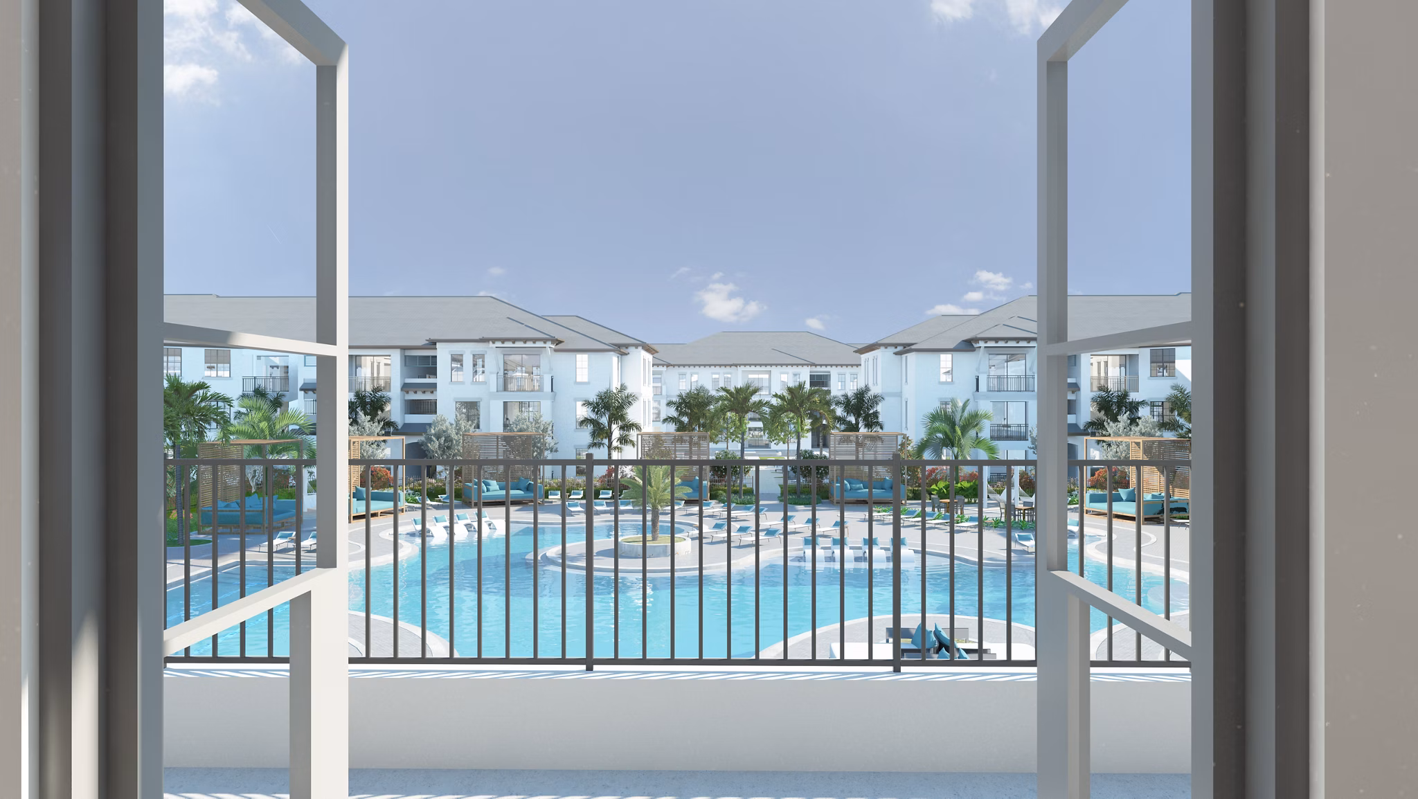 Resort-style pool at Allura Apartments, a luxury community offering premium relaxation and leisure facilities in a serene setting