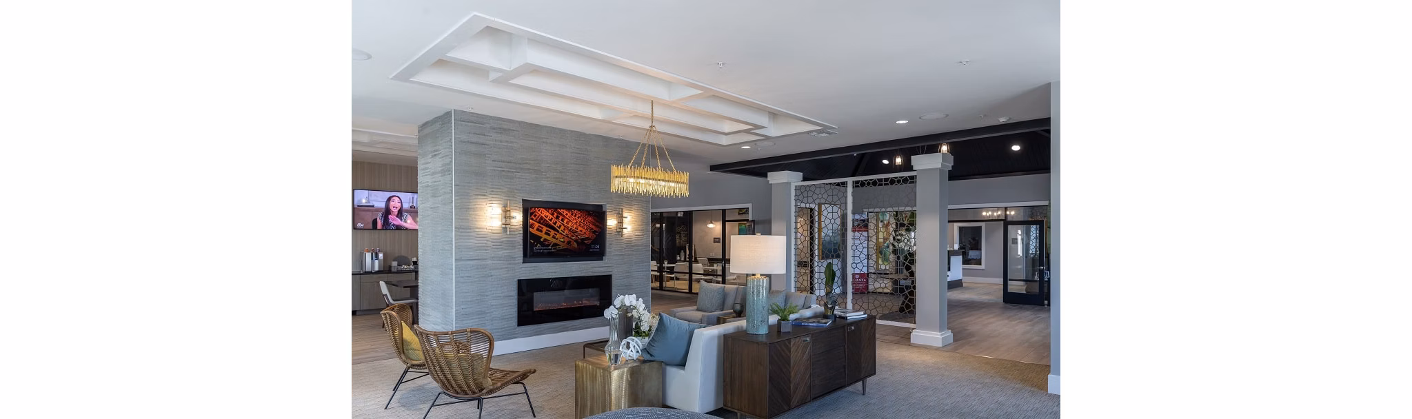 Calirosa Apartments: Stylish clubhouse with modern furnishings in luxury community