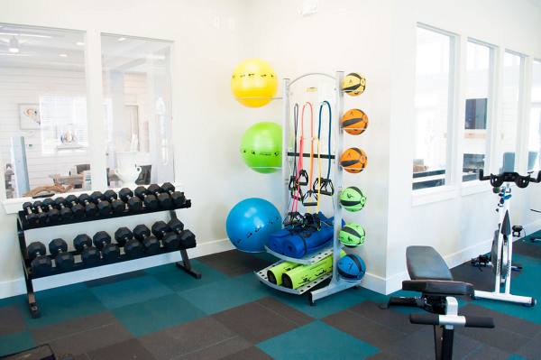 fitness center at The Reserve at Crowfield Apartments
