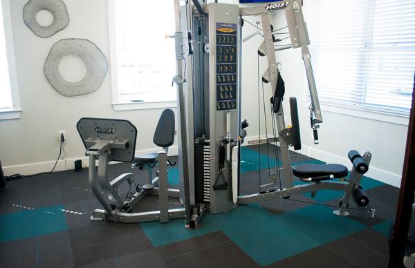 fitness center at The Reserve at Crowfield Apartments
