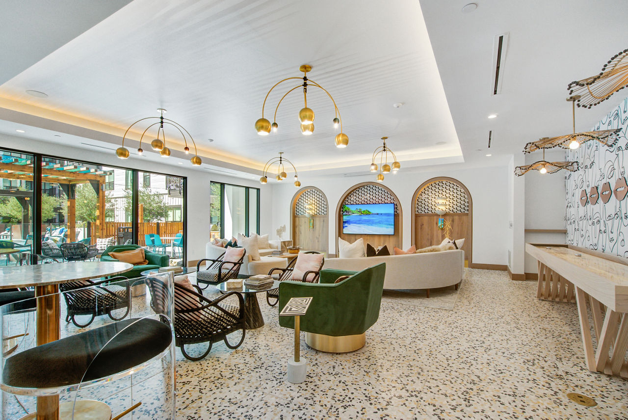 Clubhouse with modern decor at Novel Midtown Tampa Apartments