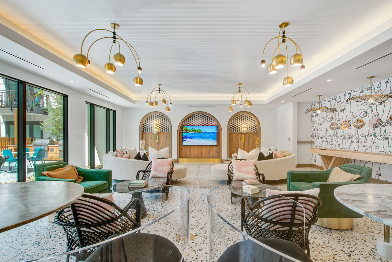 Modern clubhouse with sleek decor at Novel Midtown Tampa Apartments