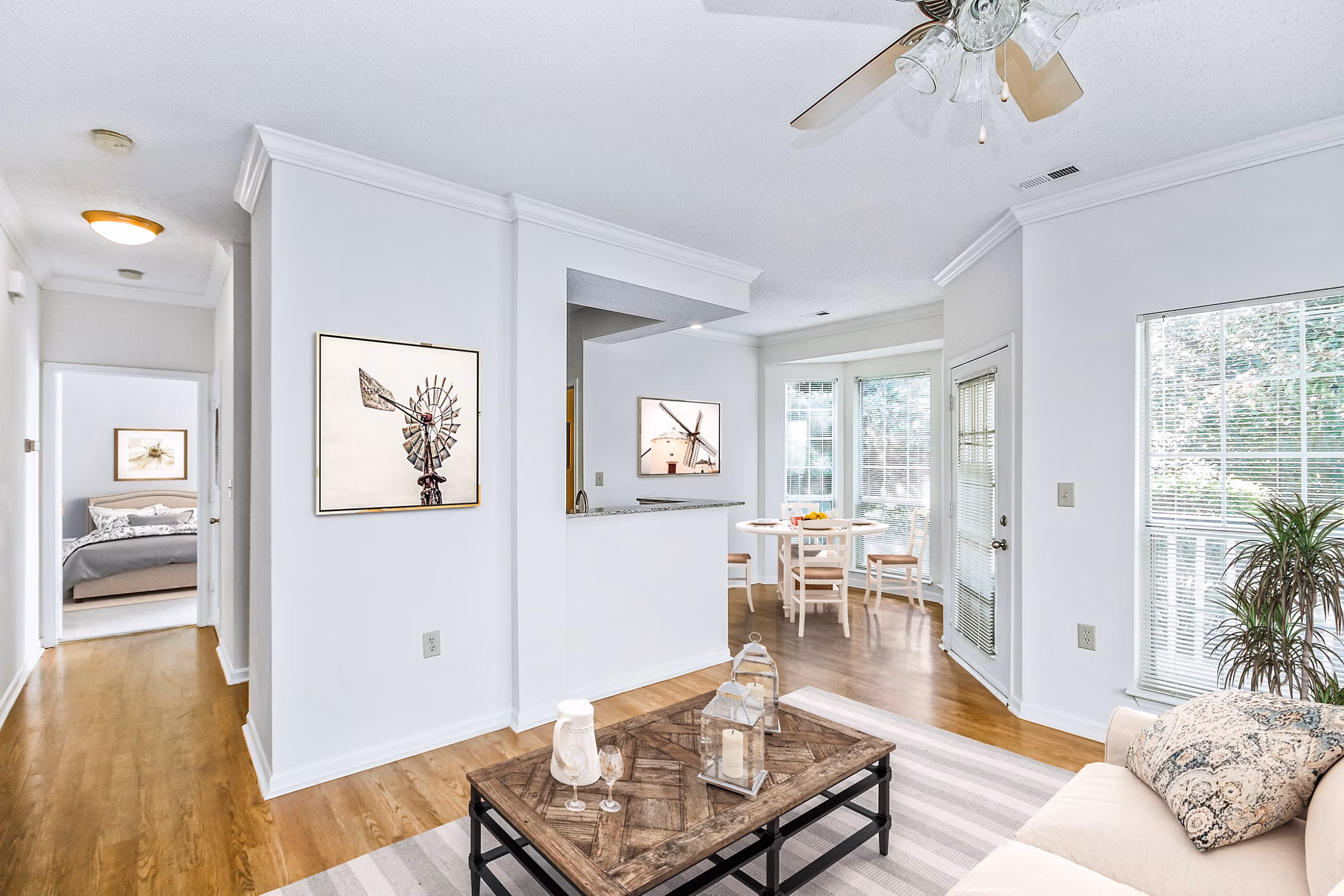 Spacious living room with modern decor in 42 Magnolia, Greystar Luxury Apartments at 5000 Forest