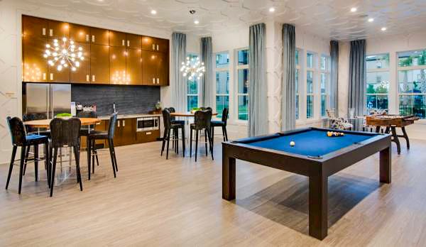 clubhouse game room at Tapestry at Lake Park Apartments