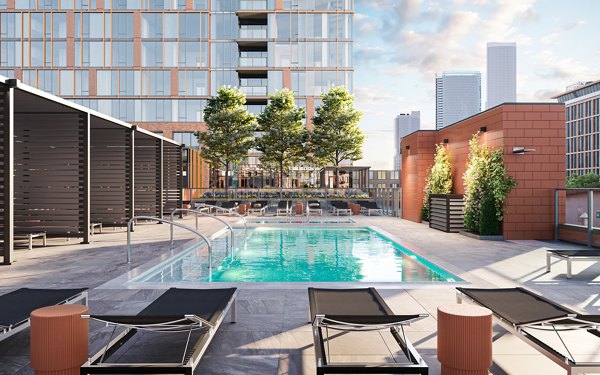 Poolside leisure area at One Six Six Apartments Perfect for residents seeking luxury relaxation and outdoor entertainment