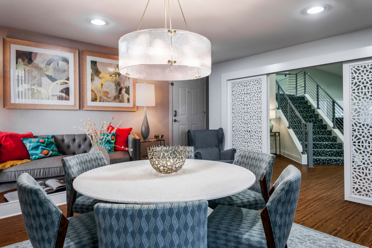 Elegant clubhouse featuring modern design at Sherwood Crossing luxury apartments