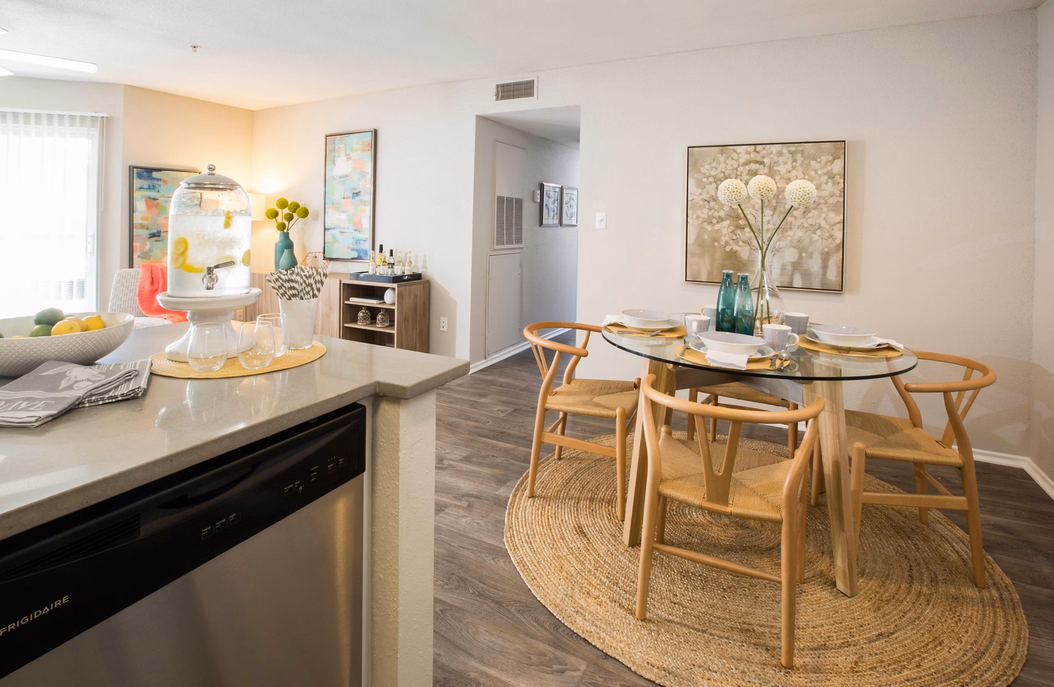 Living room featuring modern decor and natural light at Sherwood Crossing luxury apartments
