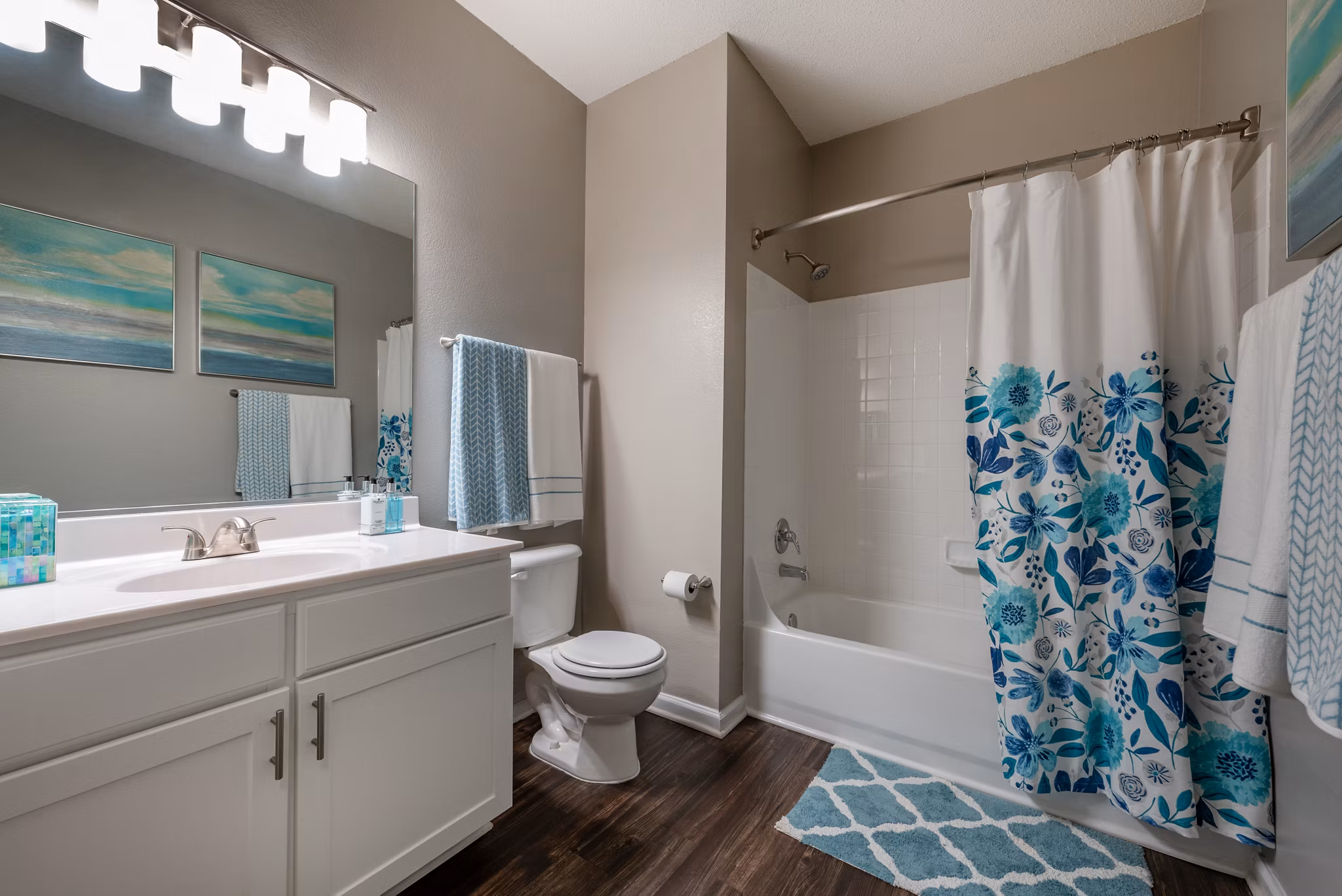 Luxurious bathroom with sleek fixtures and elegant design at Avana Red Run Apartments