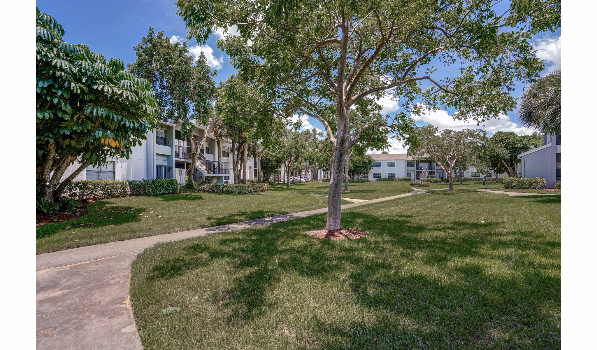 The Plantation Colony: Luxury apartment complex with green lawns and trees
