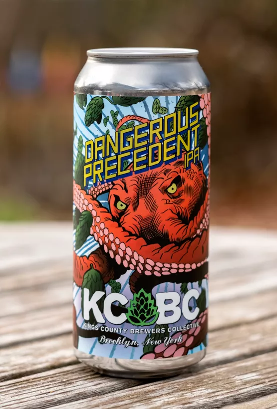 An IPA label designed by Earl Barrett-Holloway for Kings County Brewers Collective. 
