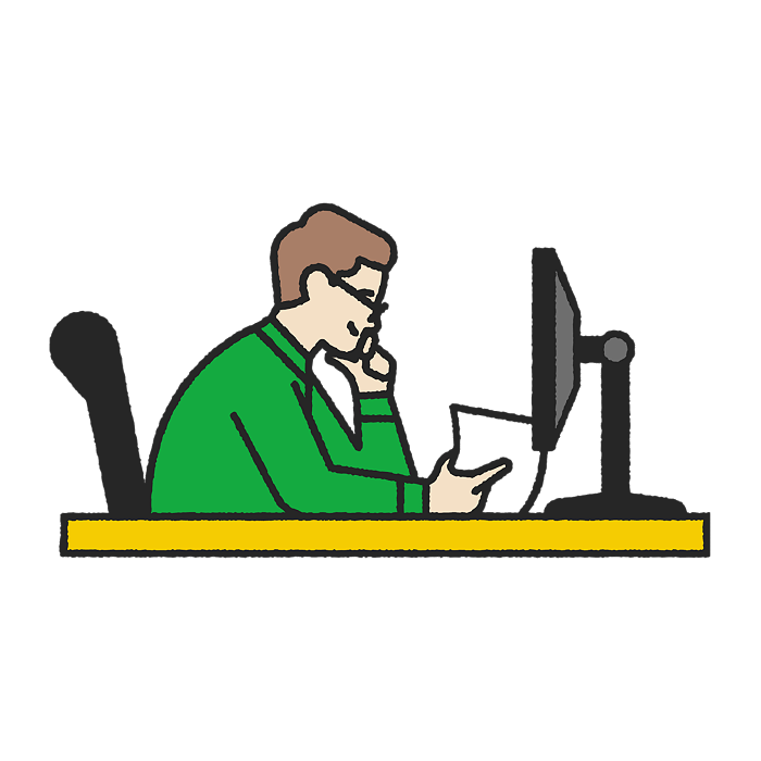 Illustration of man filing his taxes on his computer