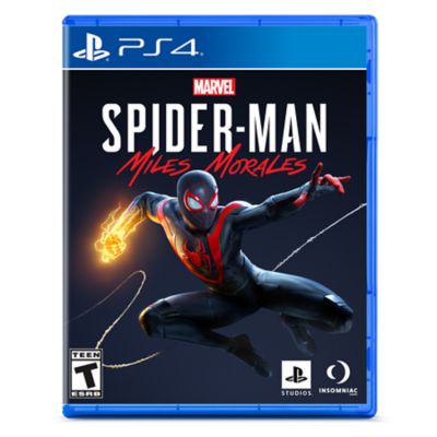 PS4 Spider-Man Miles Morales game case featuring Miles swinging and his Venom fist