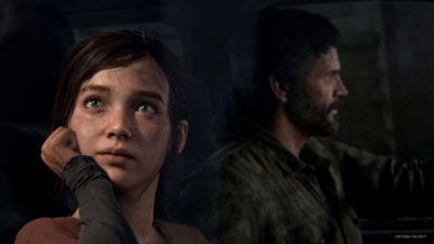 PS5 The Last of Us Part I protagonist Ellie looks out a window as her protector, Joel, drives.