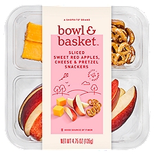 Bowl & Basket Sliced Sweet Red Apples, Cheese & Pretzel, Snackers, 4.75 Ounce